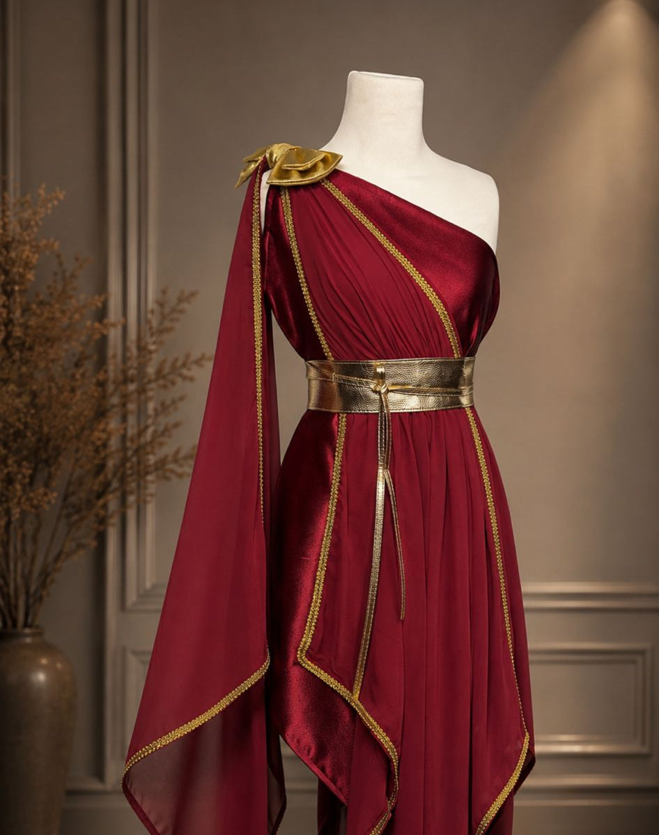 Dance Dress- Red- Include Gold Belt