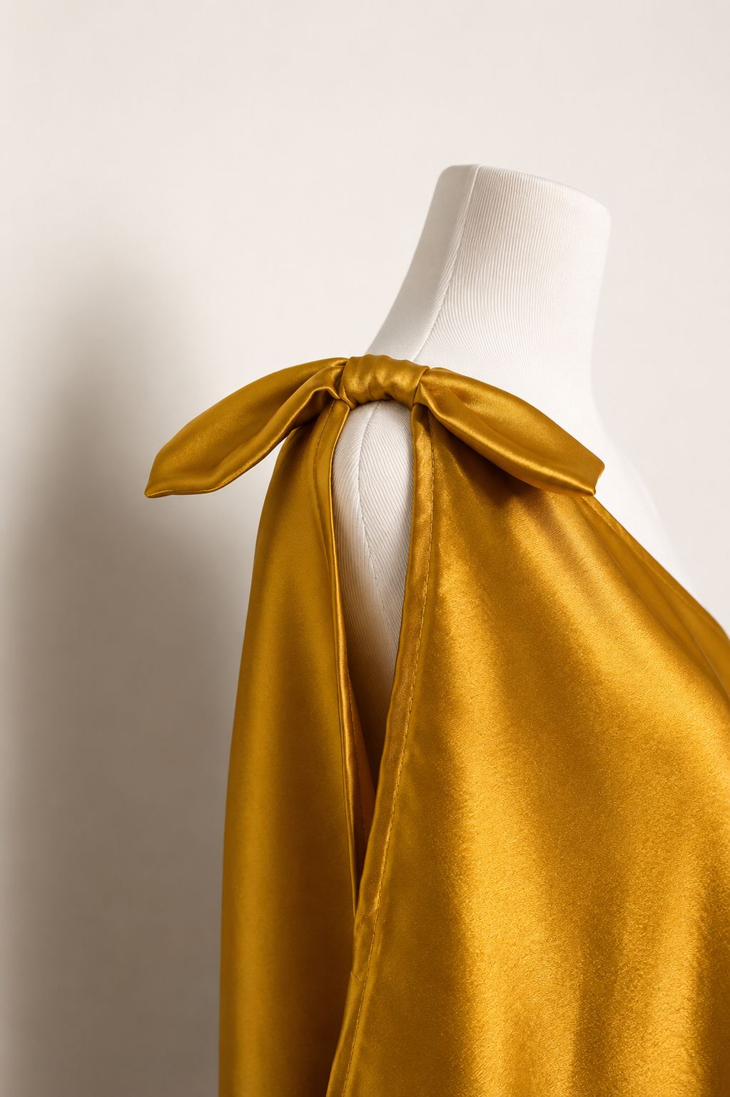 Efod Satinado Color Mostaza- Elegante y un solo hombro