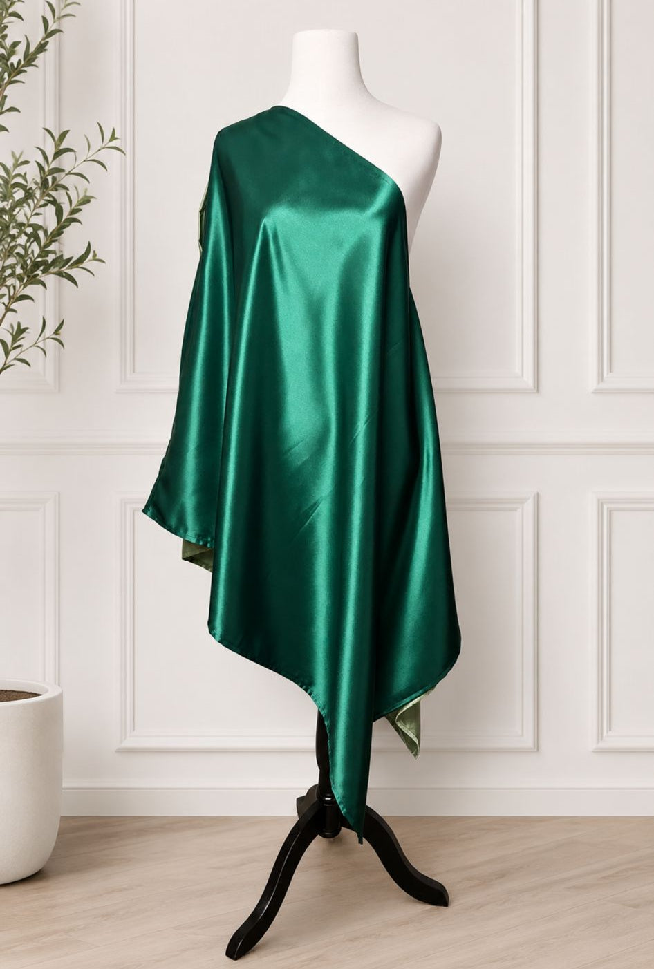 EFOD SATINADO VERDE ESMERALDA-DISENO ELEGANTE EN DOS TONOS