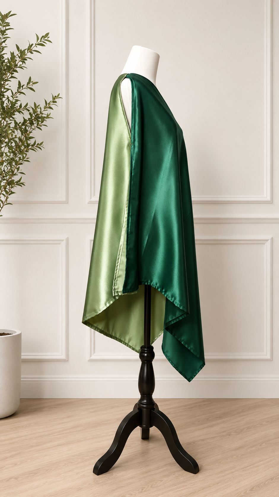 EFOD SATINADO VERDE ESMERALDA-DISENO ELEGANTE EN DOS TONOS
