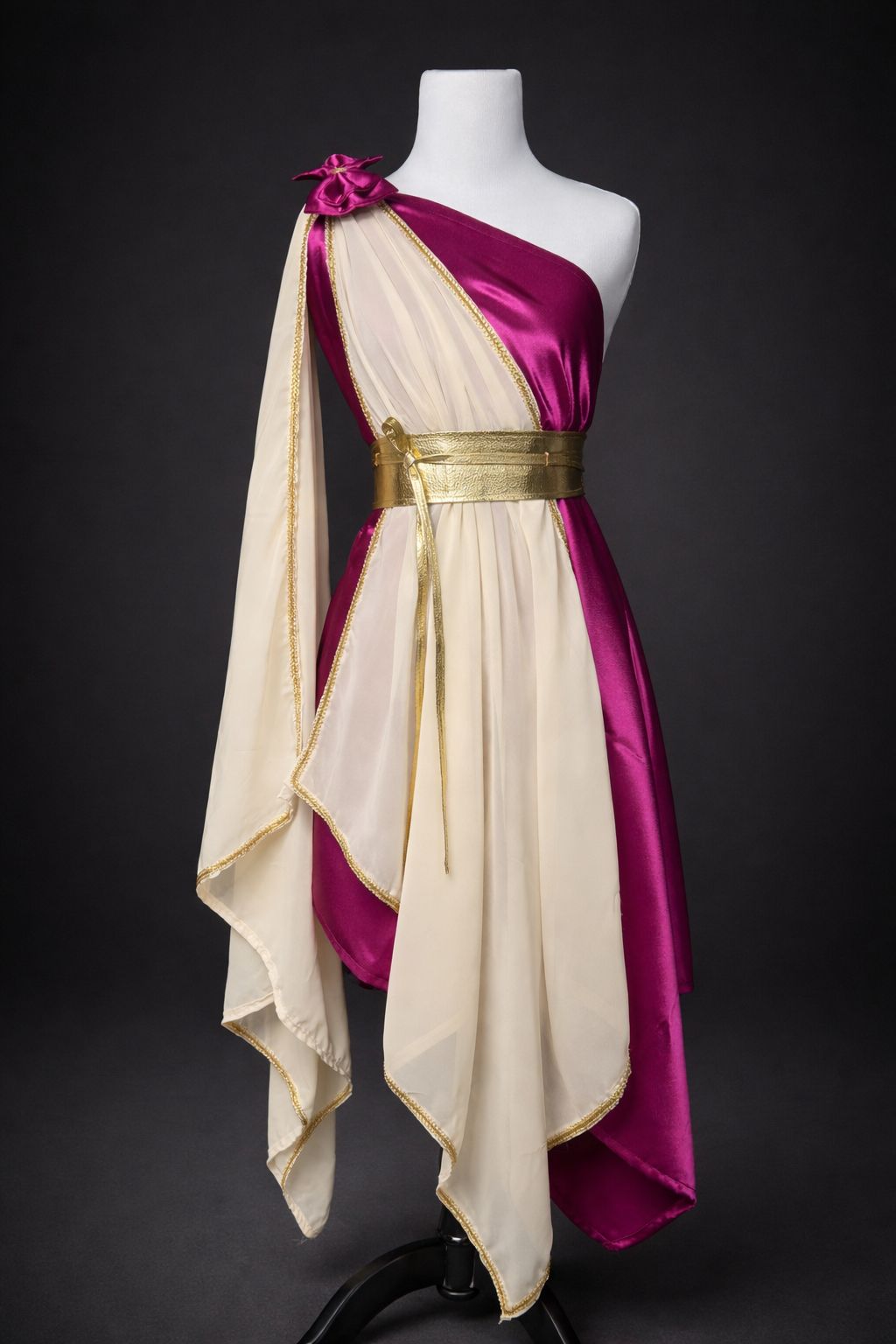 Magenta and Beige Praise Dance Dress-Includes Gold Belt