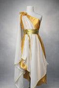 Gold and white Praise dance Dress-Includes Belt