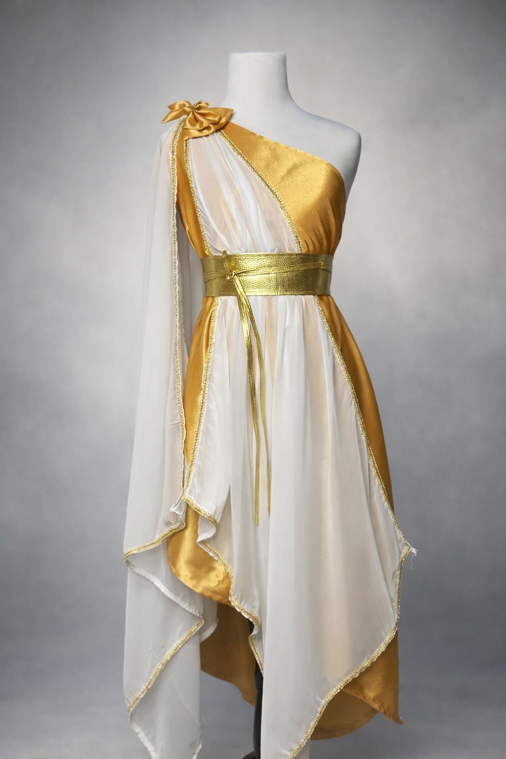 Gold and white Praise dance Dress-Includes Belt