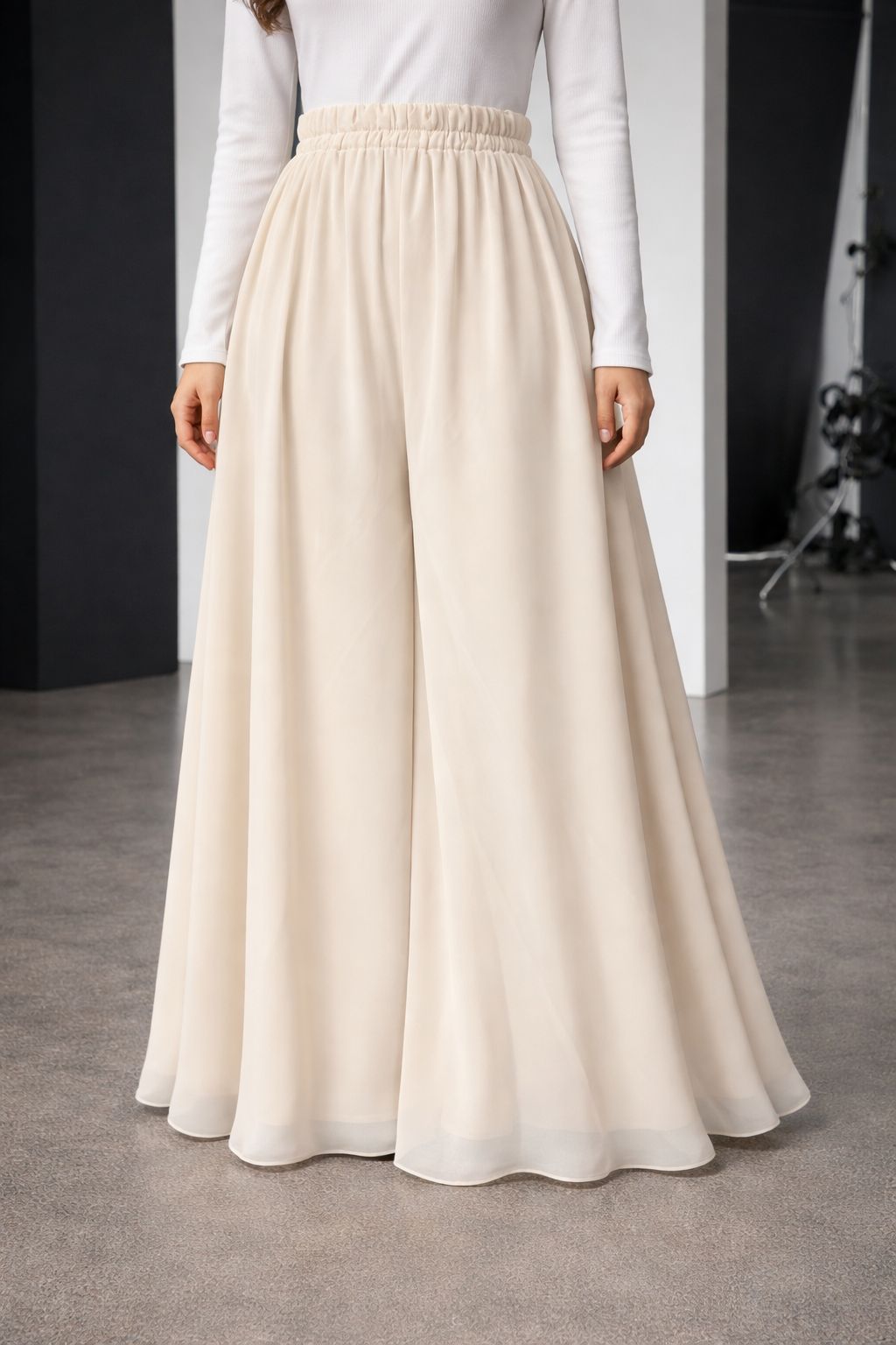 Christian Dance Chiffon Palazzo-Elegant Flowing Worship Pants